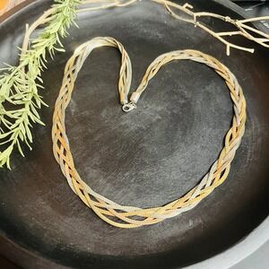 Vintage Mixed Metal Chain Necklace Braided Design | Boho Witchy Eclectic Jewelry